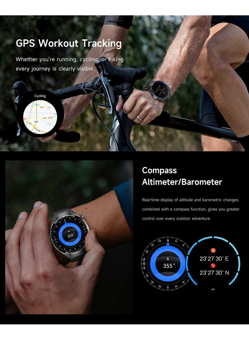 RollsTimi  Men's Smart Watch, 1.75-Inch HD Screen,400mAh  Large Capacity Battery, IP67 Waterproof, Bluetooth Calls, GPS Tracking, Fashion Business SmartWatch, G5PLUS Steel Band Black - Image 4