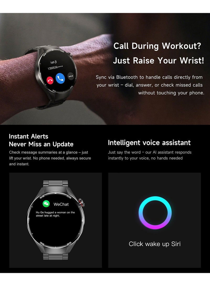 RollsTimi  Men's Smart Watch, 1.75-Inch HD Screen,400mAh  Large Capacity Battery, IP67 Waterproof, Bluetooth Calls, GPS Tracking, Fashion Business SmartWatch, G5PLUS Steel Band Black - Image 5