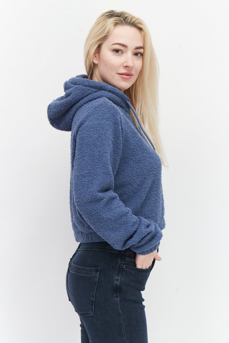 Ellesse Women Sportswear Fit Brand Logo Drawstring Hoodie, Dusty Blue - Image 4