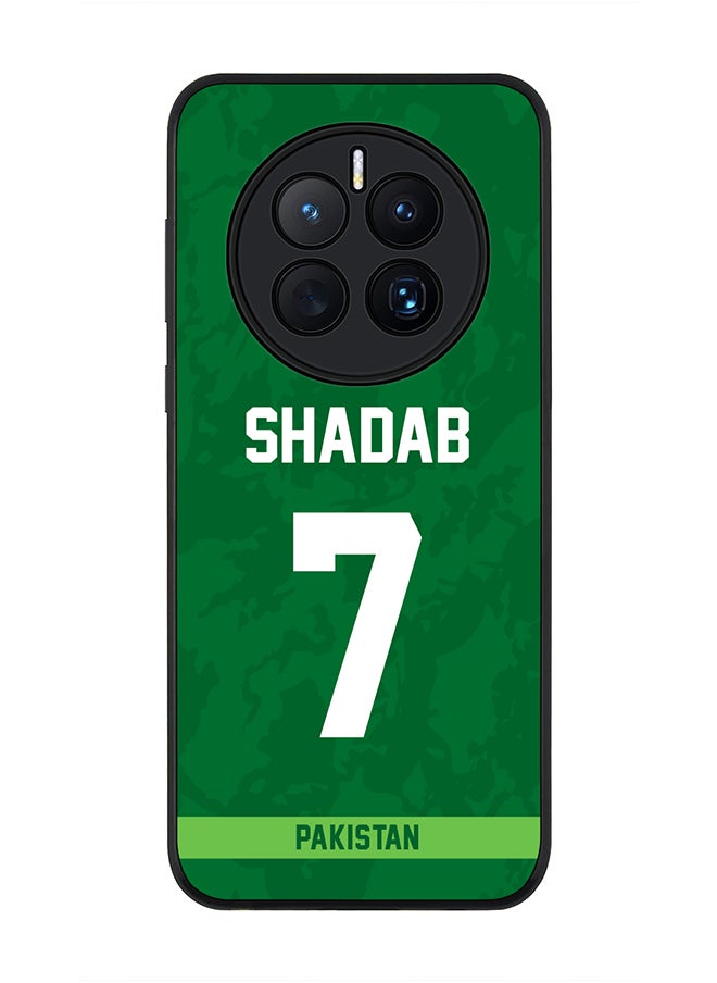 Stylizedd Rugged Black Edge Case for Huawei Mate 50, Slim fit Soft Case Flexible Rubber Edges Thin Cover - Player Name - Shadab Khan, Jersey Number- 7  - Image 1