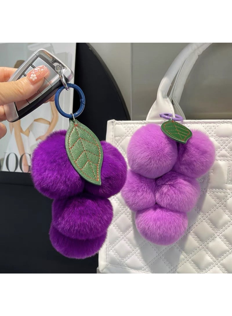 Dark Purple Plush Grape Bag Charm/Keychain & Snowflake Cartoon Discreet Pouch Set | Girls‘ Portable Accessory & Personal Organizer - Image 2