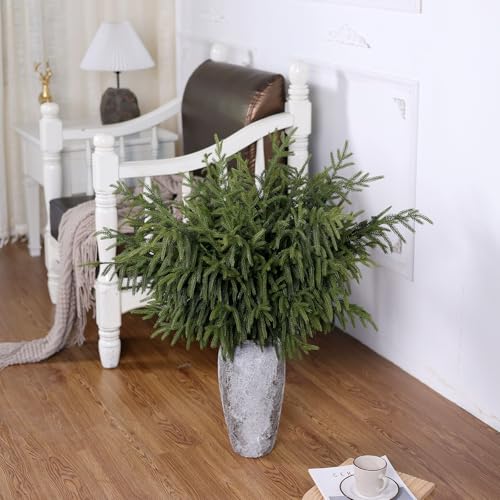 FOTEEWL Real Touch Norfolk Pine Branch - 36" Artificial Christmas Green Plants Branches Faux Greenery Stem Fake Pine Picks for DIY Crafts Garland Wreath Xmas Indoor Outdoor Home Decor (4 Pcs) - Image 4