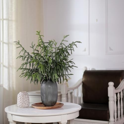 FOTEEWL Real Touch Norfolk Pine Branch - 36" Artificial Christmas Green Plants Branches Faux Greenery Stem Fake Pine Picks for DIY Crafts Garland Wreath Xmas Indoor Outdoor Home Decor (4 Pcs) - Image 5