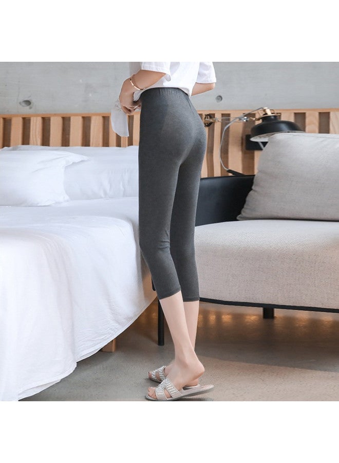 Top melon Women'S High-Waist Elastic Large Size Slim-Fit Leggings, Mid-Length Capri Pants For Outdoor Wear - Image 5