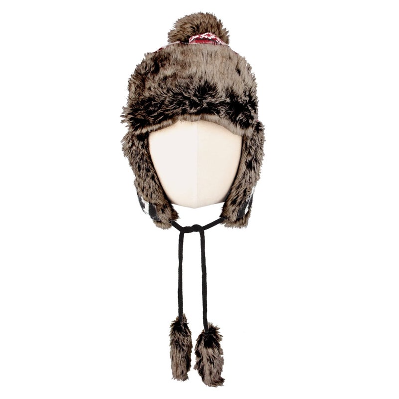 WITHMOONS Fleece Maple Fair Isle Knit Beanie Hat Earflaps Cap FZ70021 (Black) - Image 2