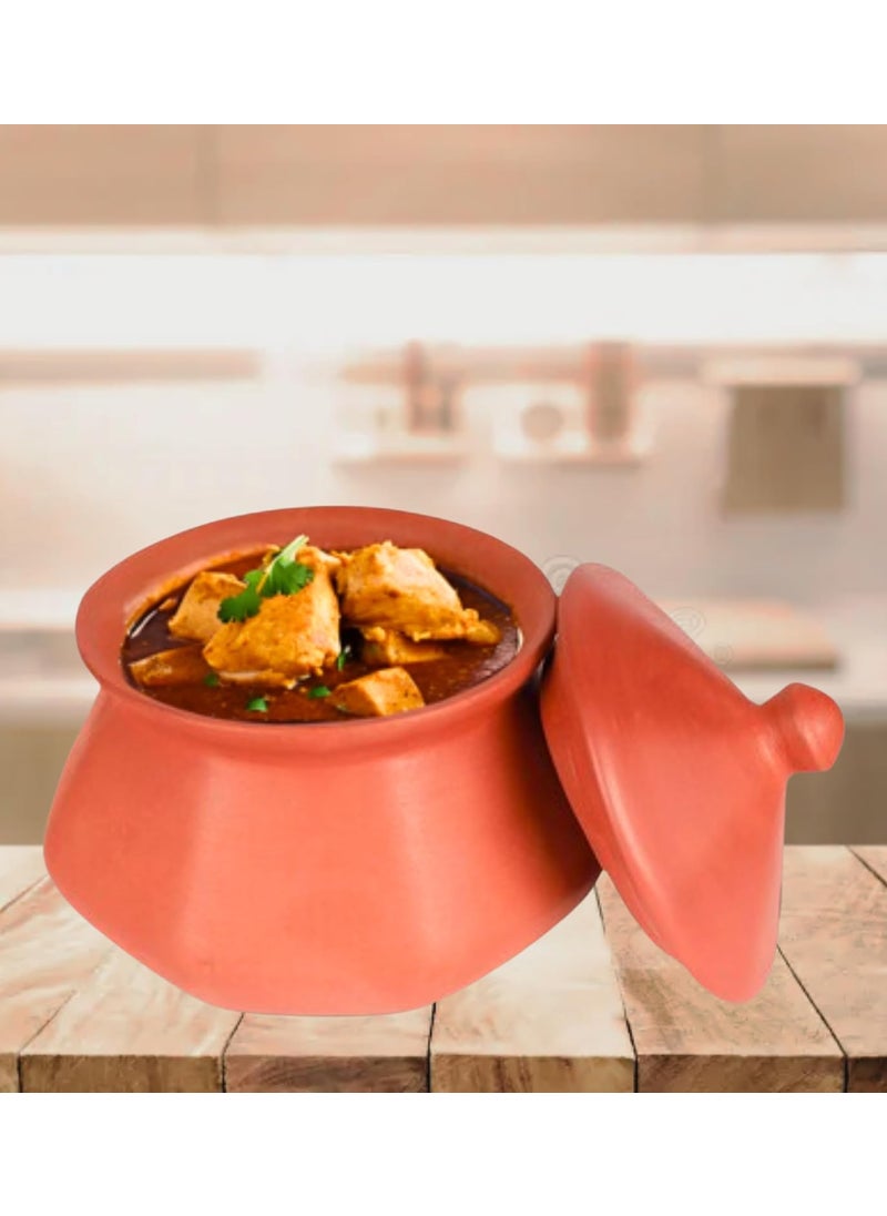 Terra Charms Terra Charms Clay Pot for Cooking Chicken Making Clay Handi for Kitchen Safe Lightweight Durable Clay Bowl Handi Brown Colour 700ml Pack of 1  - Image 1