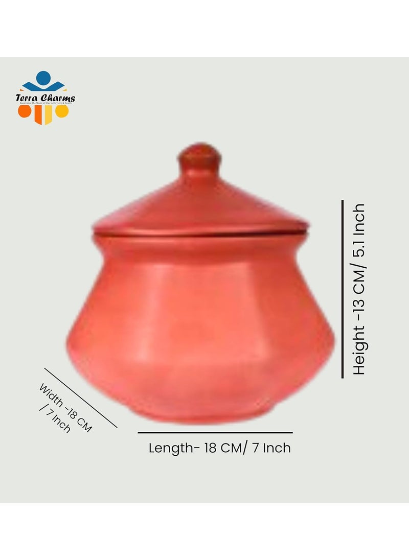 Terra Charms Terra Charms Clay Pot for Cooking Chicken Making Clay Handi for Kitchen Safe Lightweight Durable Clay Bowl Handi Brown Colour 700ml Pack of 1  - Image 3