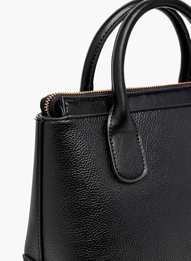 Celeste Women Solid Tote Bag with Detachable Strap and Zip Closure