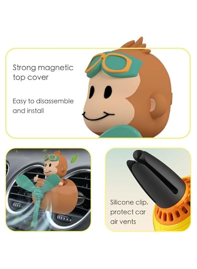 موزع هواء للسيارة بتصميم قرد لطيف من بايلوت مونكي - مروحة دوارة لمخرج الهواء بتصميم كرتوني مبتكر لتزيين العطور - معطرات هواء للسيارات - Image 3