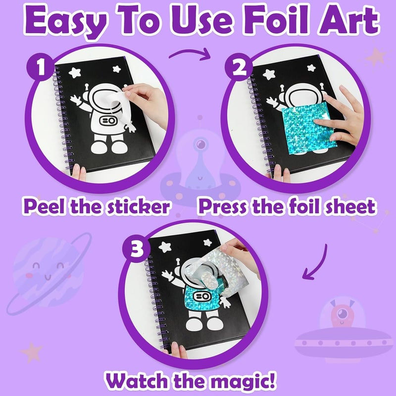 FUNNYB&G Rack friendly Foil Art Kit - Foil Crafts for Kids, Toys for Boys 4-10 Years Old, No Mess Travel Essentials, Kids Toys, Boys Gift, Birthday Gift, Coloring Books for Kids Safe material - Image 4