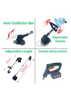 BONAI Cordless Grass Trimmer, 168Vf Brush Cutter/Weed Wacker/Lawn Edger, 7.0Ah Battery, 21V Output, 30000r/min, 50-60Hz, 240V - Efficient Gardening Tool, BN-HK042  - Image 2