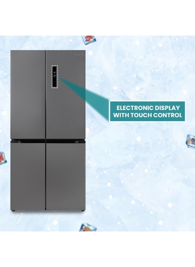 BLACK+DECKER 436L Cross Door Refrigerator, Inverter Compressor, Total No Frost, LED Display BXREF545NF4DISNX Inox - Image 5