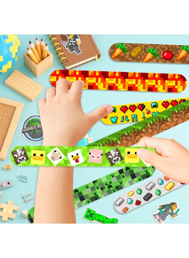 MINECRAFT 90pcs Minecraft Party Favors, 40pcs Creeper & Steve Bracelets and 50pcs Minecraft Stickers for Kids - Minecraft Themed Party Favors for Pixel Games Birthday Party Supplies - Image 4