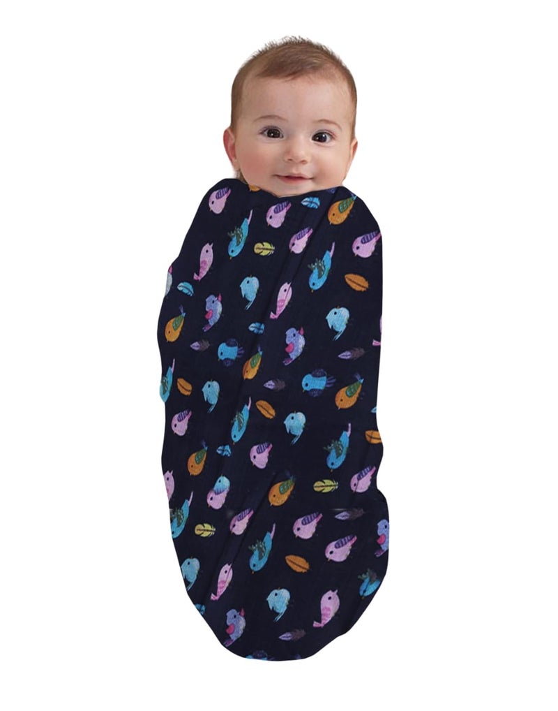 POLKA TOTS 100% Organic Muslin Cotton Soft Swaddle Blanket for New Born Infants Baby Kids| Pack of 2 | Large Size (Up to 6 Months) | Bird & Sheep Design | Dark Blue & Light Blue - Image 4