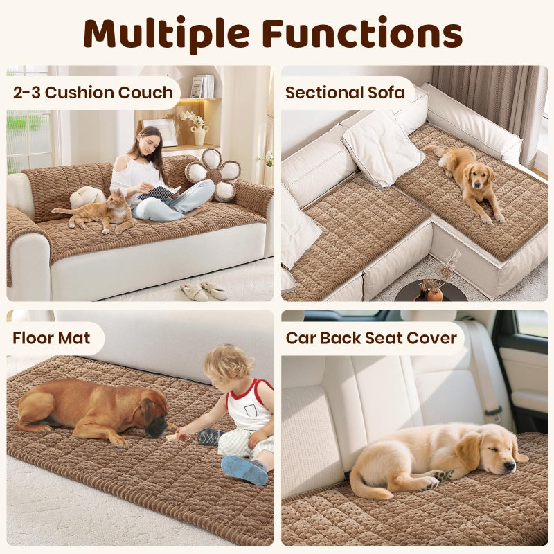Royhom Couch Cover for Dogs Washable, Soft Thick Pet Couch Covers for Sofa, Pawcart Couch Protector Pet Friendly, Furniture Covers Dog Mat for Couches and Sofas (Brown, 27.6 x 59 Inch) - Image 3