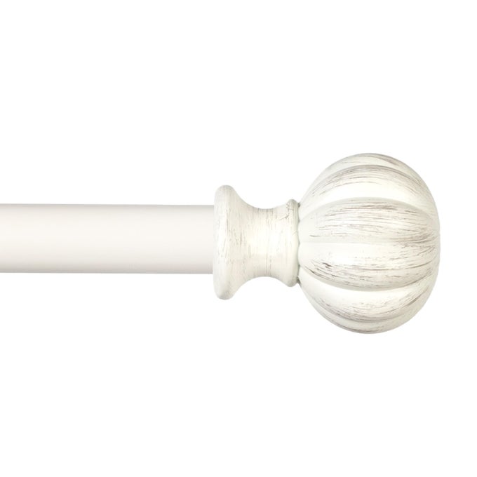 RACHEL FLUTED BALL WINDOW CURTAIN ROD ADJUSTABLE 2848 INCH ANTIQUE WHITE