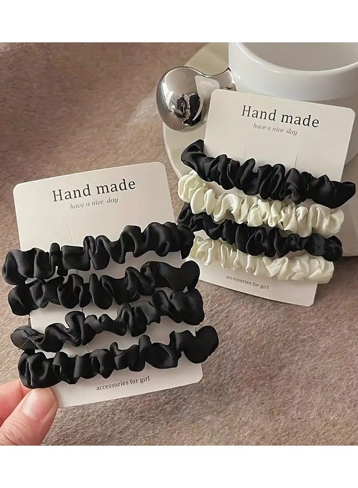 Ucanbe 4-Piece Set Handmade Fabric Hair Ties for Women - Minimalist Sweet Style Elastic Scrunchies, Solid Color High Elasticity Durable Hair Bands, Elegant Hair Accessories for Ponytails and Buns - Image 2