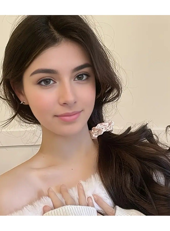 Ucanbe 4-Piece Set Handmade Fabric Hair Ties for Women - Minimalist Sweet Style Elastic Scrunchies, Solid Color High Elasticity Durable Hair Bands, Elegant Hair Accessories for Ponytails and Buns - Image 3