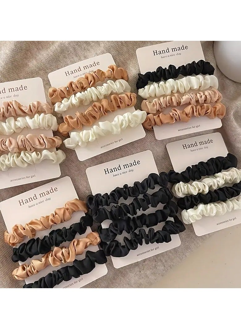 Ucanbe 4-Piece Set Handmade Fabric Hair Ties for Women - Minimalist Sweet Style Elastic Scrunchies, Solid Color High Elasticity Durable Hair Bands, Elegant Hair Accessories for Ponytails and Buns - Image 5