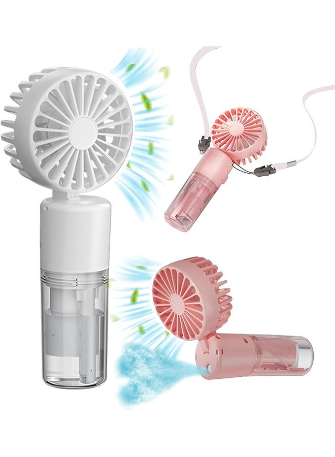 Portable Handheld Misting Fan，Rechargeable Battery Operated Spray Water Mist Fan Foldable，4 Speeds，Small Personal Cooling Fans for Outdoor,Travel, Makeup, Home, Office, Camping - Image 1