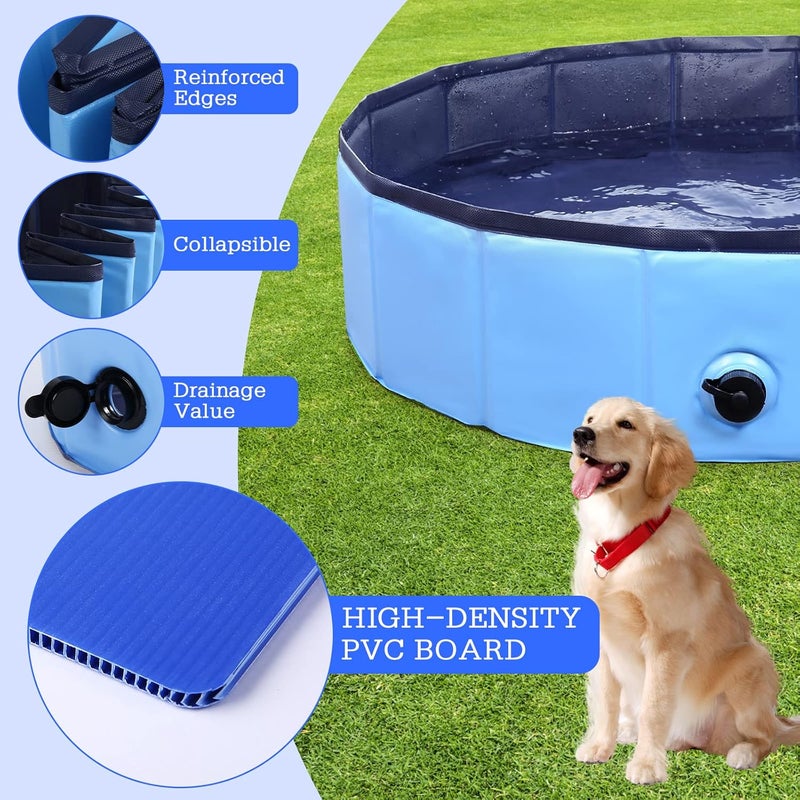 Eooqi Foldable Dog Bath Swimming Pool 79'' Plastic Kiddie Pool Professional Tub Collapsible Grooming Bathtub for Pets Kids Baby and Toddler, 79 x 12 Inches Blue - Image 3