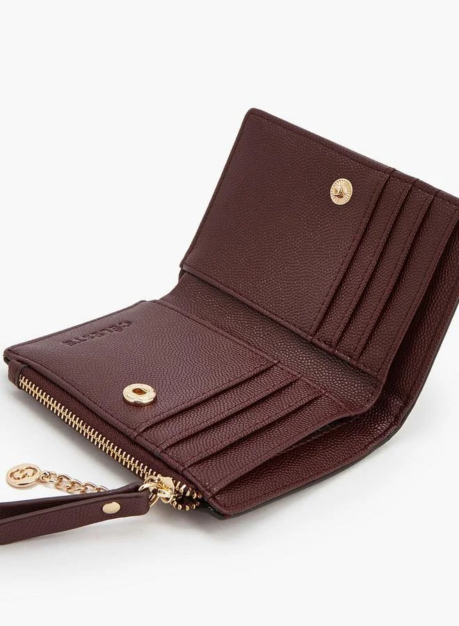 Celeste BURGUNDY Safiano Textured Wallet With Button Closure for Women | Best Price UAE