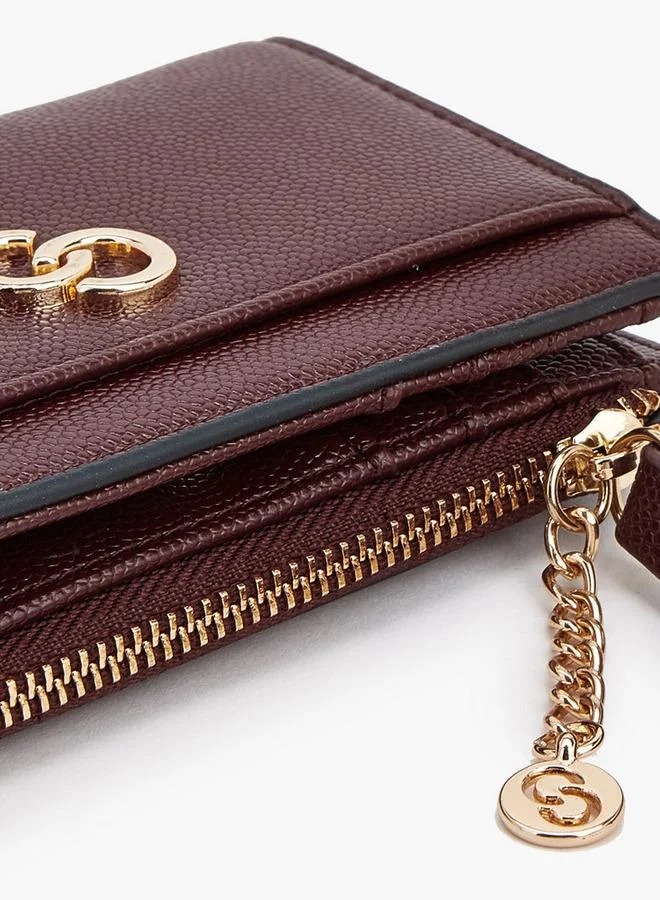 Celeste BURGUNDY Safiano Textured Wallet With Button Closure for Women | Best Price UAE