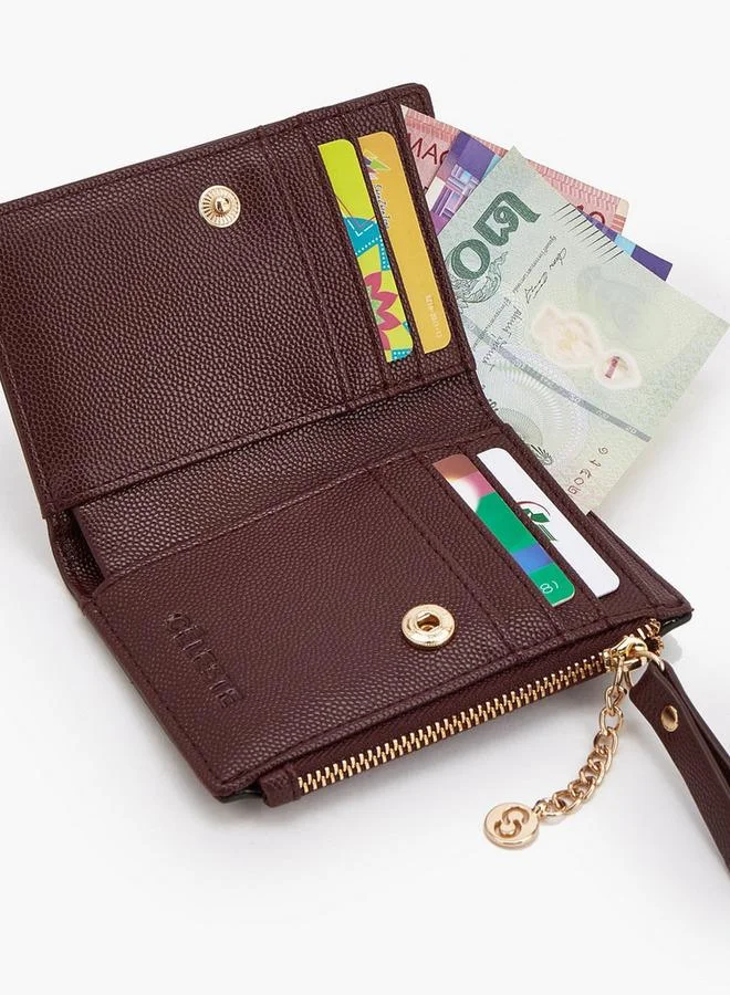 Celeste BURGUNDY Safiano Textured Wallet With Button Closure for Women | Best Price UAE