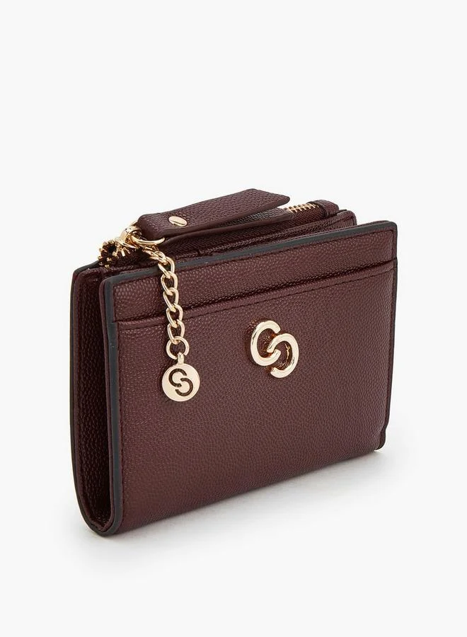 Celeste BURGUNDY Safiano Textured Wallet With Button Closure for Women | Best Price UAE
