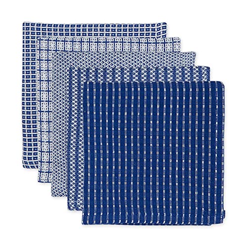 DII Ultra Absorbent, Everyday Cotton Kitchen Towels, Dishcloth Set, Assorted Blue, 5 Piece - Image 1