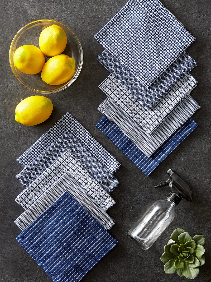 DII Ultra Absorbent, Everyday Cotton Kitchen Towels, Dishcloth Set, Assorted Blue, 5 Piece - Image 5