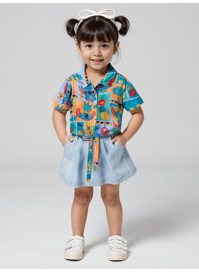 The Souled Store Lilo & Stitch: Pineapple Girls Top & Pants Set for Kids - Image 1