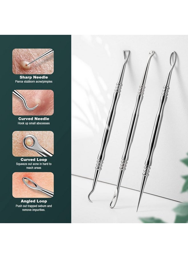 FVION - Blackhead And Acne Extractor Kit Professional Pimple Popper Tool Kit Acne Tweezers And Blackhead Remover Tools For Face 6 Pcs Surgical Extractor Pimple Popping Tools - Image 1