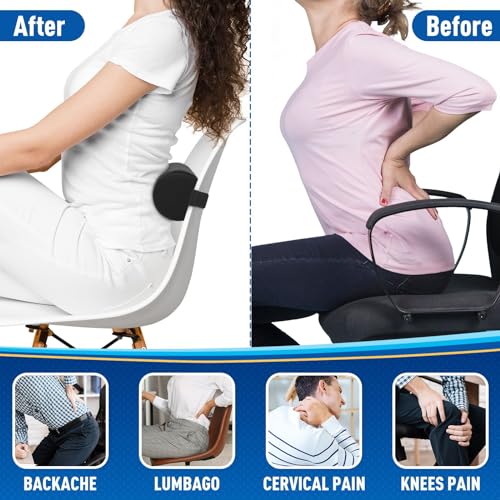 CushZone Lumbar Roll Support Pillow for Office Chair, Car, Gaming Chair, Memory Foam Back Cushion with Washable Cover for Relieving Back Pain & Improving Posture,Black - Image 5