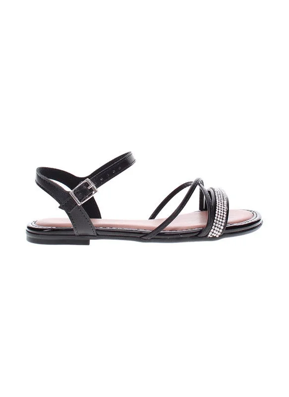موليكينها Molekinha Junior Girls Sandals With Back Strap Black | Made In Brazil