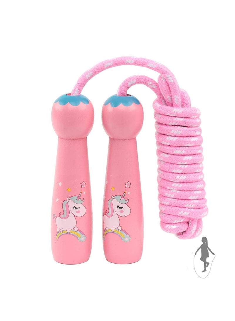 CMGTYYD. حبل القفز على الحبل للأطفال، حبل قفز من القطن 7 أقدام قابل للتعديل مع مقبض خشبي للأولاد والبنات لممارسة الرياضة في الهواء الطلق - Image 1