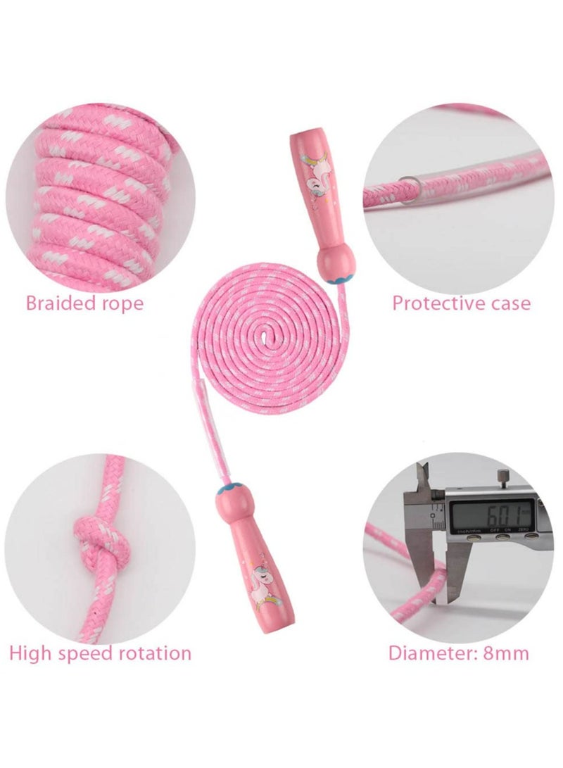 CMGTYYD. حبل القفز على الحبل للأطفال، حبل قفز من القطن 7 أقدام قابل للتعديل مع مقبض خشبي للأولاد والبنات لممارسة الرياضة في الهواء الطلق - Image 5