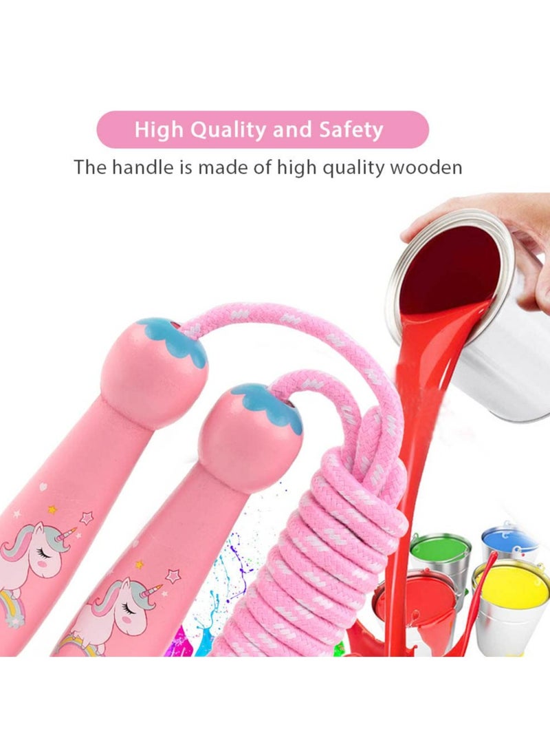 CMGTYYD. حبل القفز على الحبل للأطفال، حبل قفز من القطن 7 أقدام قابل للتعديل مع مقبض خشبي للأولاد والبنات لممارسة الرياضة في الهواء الطلق - Image 3