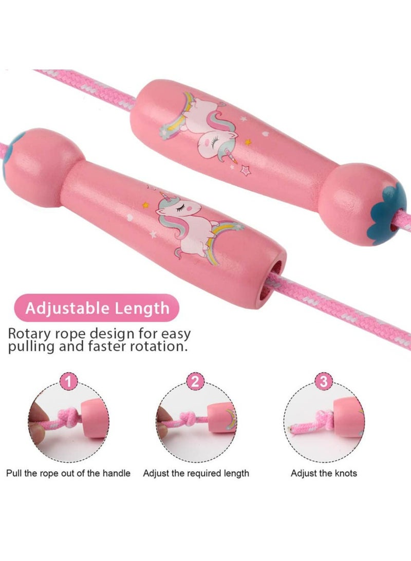 CMGTYYD. حبل القفز على الحبل للأطفال، حبل قفز من القطن 7 أقدام قابل للتعديل مع مقبض خشبي للأولاد والبنات لممارسة الرياضة في الهواء الطلق - Image 4