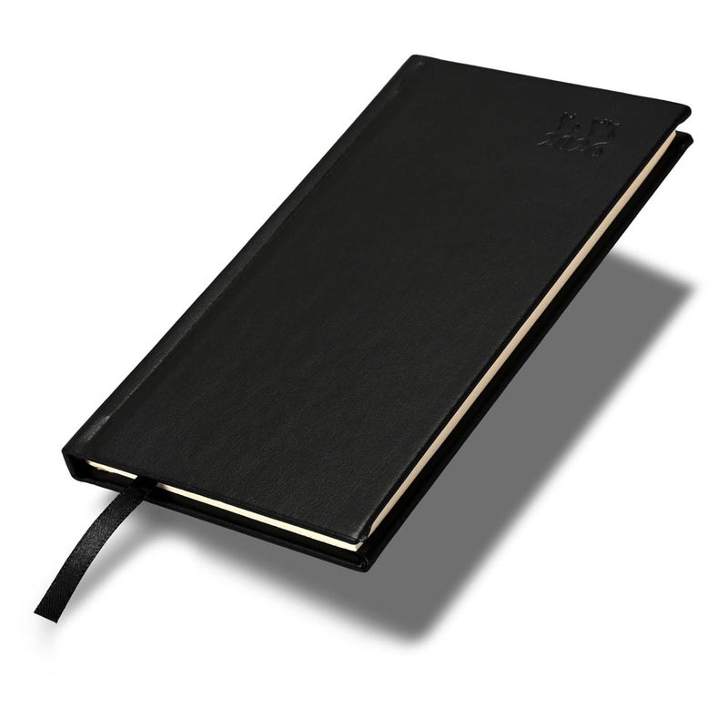 FIS مفكرة فايز 2026 نحيفة، 90x170 مم، غلاف PU إيطالي صلب، تنسيق أسبوعي في لمحة، عرض عمودي، عربي/إنجليزي، ورق عاجي إيطالي 70 جرام، غلاف أسود - FSDI59AEP26BK - Image 1