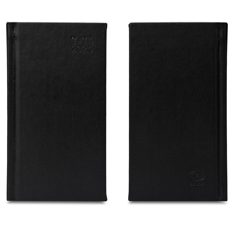 FIS مفكرة فايز 2026 نحيفة، 90x170 مم، غلاف PU إيطالي صلب، تنسيق أسبوعي في لمحة، عرض عمودي، عربي/إنجليزي، ورق عاجي إيطالي 70 جرام، غلاف أسود - FSDI59AEP26BK - Image 2