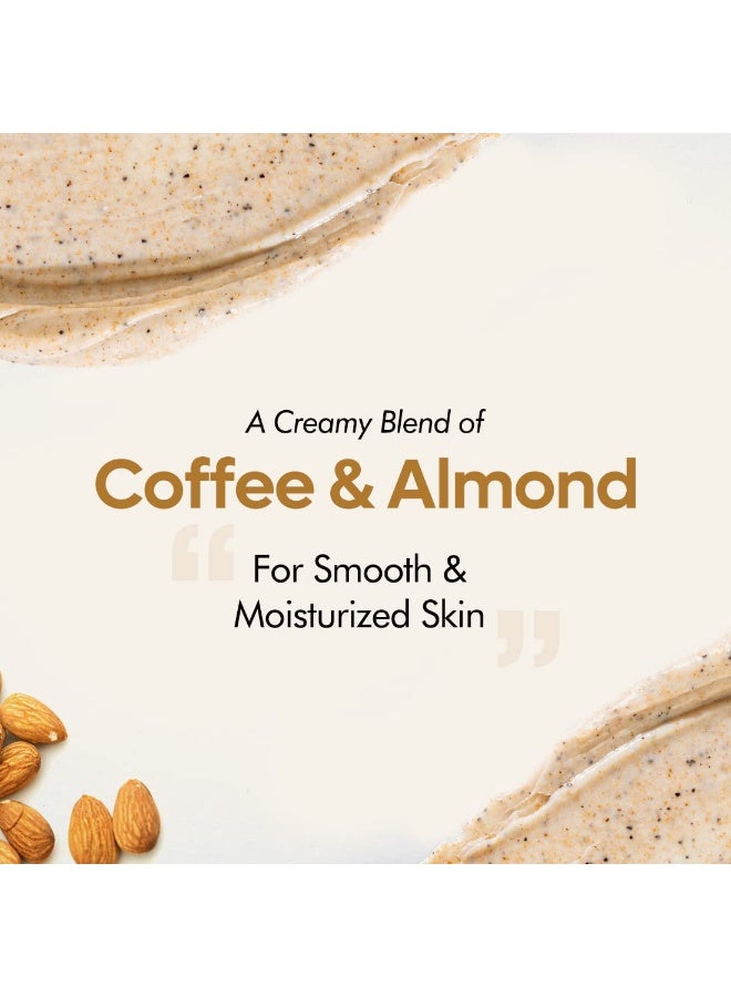 إم كافيين مقشر الجسم باللوز والقهوة من إم كافيين لإزالة السمرة | مقشر كريمي للجسم للاستحمام للبشرة الجافة | مقشر للجسم للنساء والرجال | طبيعي ونباتي - ٢٠٠ غرام - Image 2