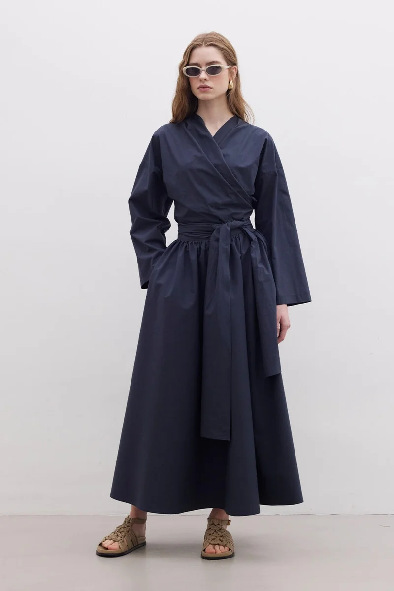 Manuka Kimono Style Premium Shirt Navy Blue