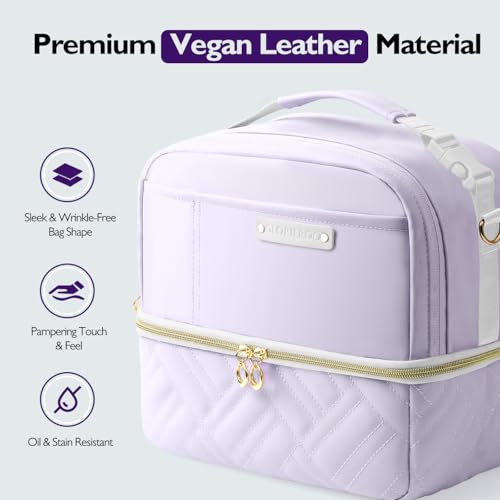 GLORIEROO Lunch Box Bag Women Girls - Double Deck Vegan Leather Insulated Waterproof Leakproof Cooler for Work Travel Picnics - Back to School Teacher Mothers Day Christmas Birthday Gifts - Image 3