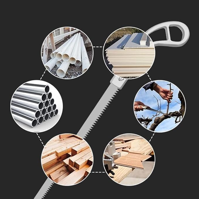 NYCTAN منشار NYCTAN المحمول الخارجي اليدوي 7 بوصة بشفرة متينة منشار يدوي الأفضل للتخييم والبستنة والصيد وقطع الخشب وPVC والعظام ومنشار التقليم بتصميم مقبض غير قابل للانزلاق مريح فضي - Image 5