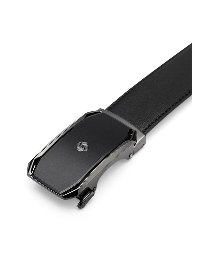 Samsonite Aamir II BIZ Plate AL Auto 04 Leather Belt, Black|Stylish|Premium Quality|Automatic Buckle|Hole Free Belt - Image 5