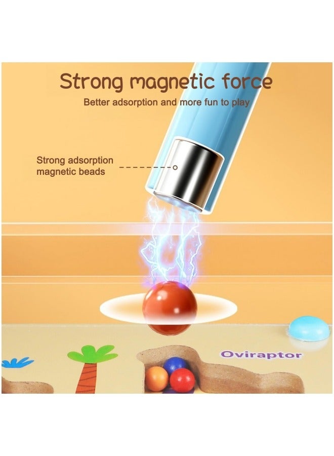 GGEROU متاهة الألوان والأرقام المغناطيسية، لوحة ألغاز التعلم المطابقة من كومودوم مونتيسوري، لعبة المتاهة المغناطيسية الخشبية للديناصورات، ألعاب السفر لتطوير المهارات الحركية الدقيقة للأطفال الصغار - Image 3