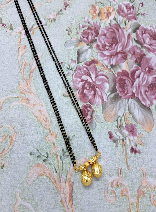 Swaroop Designer سواروب مصمم وعاء مذهب مَهَارَاشْتْرِي 2 وعاء بندال مانغالسوترا سلسلة خرز أسود قصيرة بسيطة مزدوجة الخط 24 بوصة سلسلة مانغالسوترا فقط - Image 3