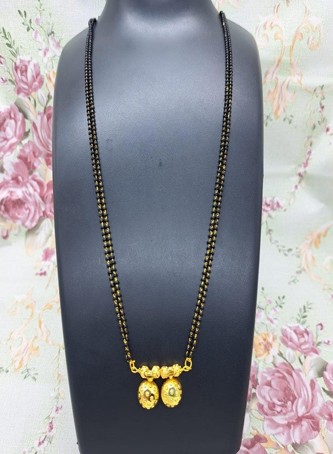 Swaroop Designer سواروب مصمم وعاء مذهب مَهَارَاشْتْرِي 2 وعاء بندال مانغالسوترا سلسلة خرز أسود قصيرة بسيطة مزدوجة الخط 24 بوصة سلسلة مانغالسوترا فقط - Image 2
