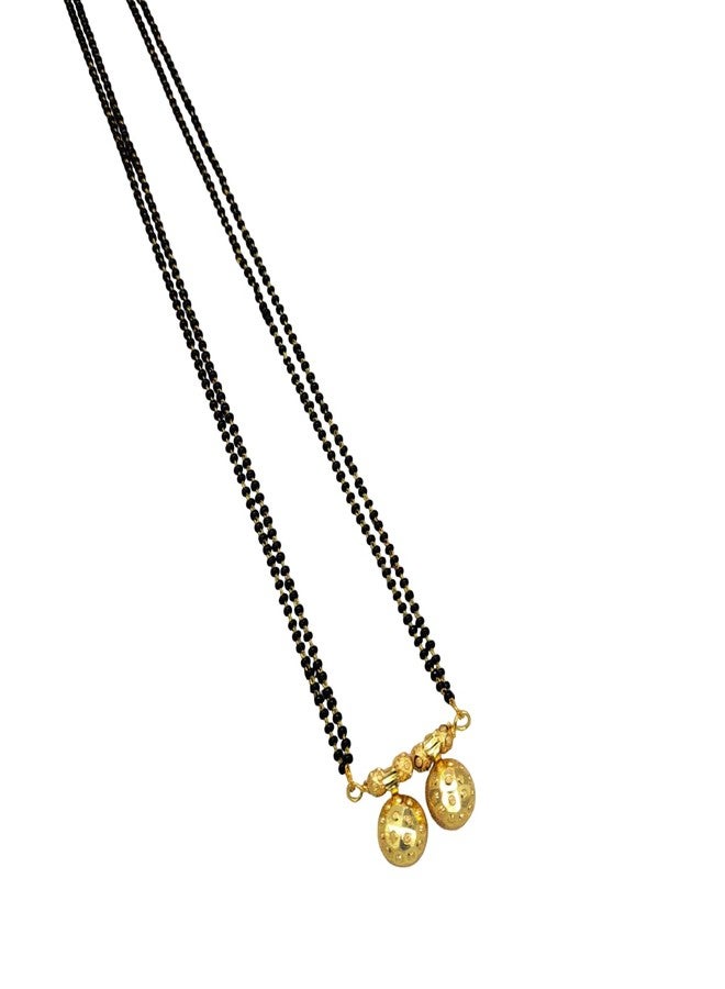 Swaroop Designer سواروب مصمم وعاء مذهب مَهَارَاشْتْرِي 2 وعاء بندال مانغالسوترا سلسلة خرز أسود قصيرة بسيطة مزدوجة الخط 24 بوصة سلسلة مانغالسوترا فقط - Image 1